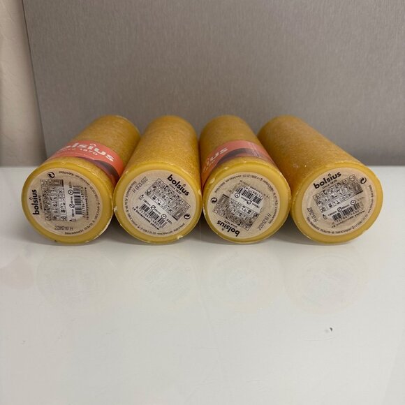 Four Bolsius Rustic Shine Pillar Candle Honeycomb Yellow 190 x 68mm Burns 85 Hrs - Picture 5 of 10